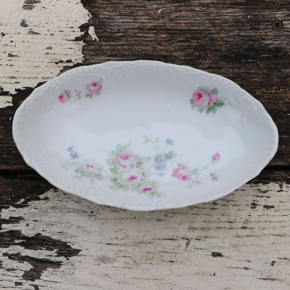 Vintage ZPF Germany Scalloped Floral Butter Bowl